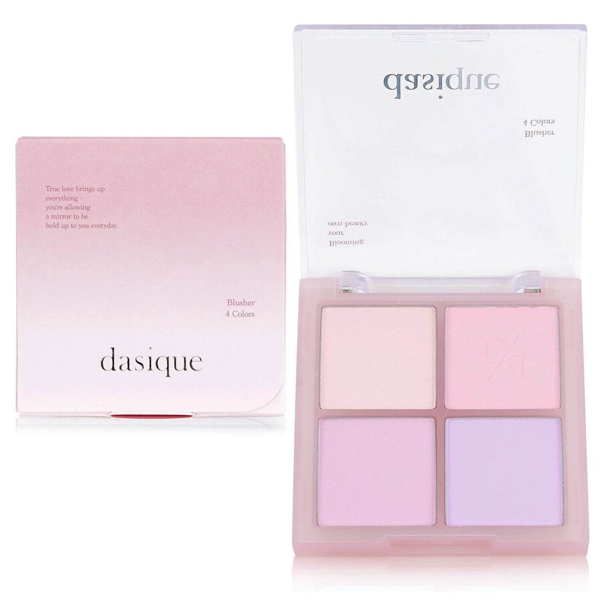 Palette of 4 vegan blush shades inspired by nature, offering silky, buildable color for a natural, radiant finish.