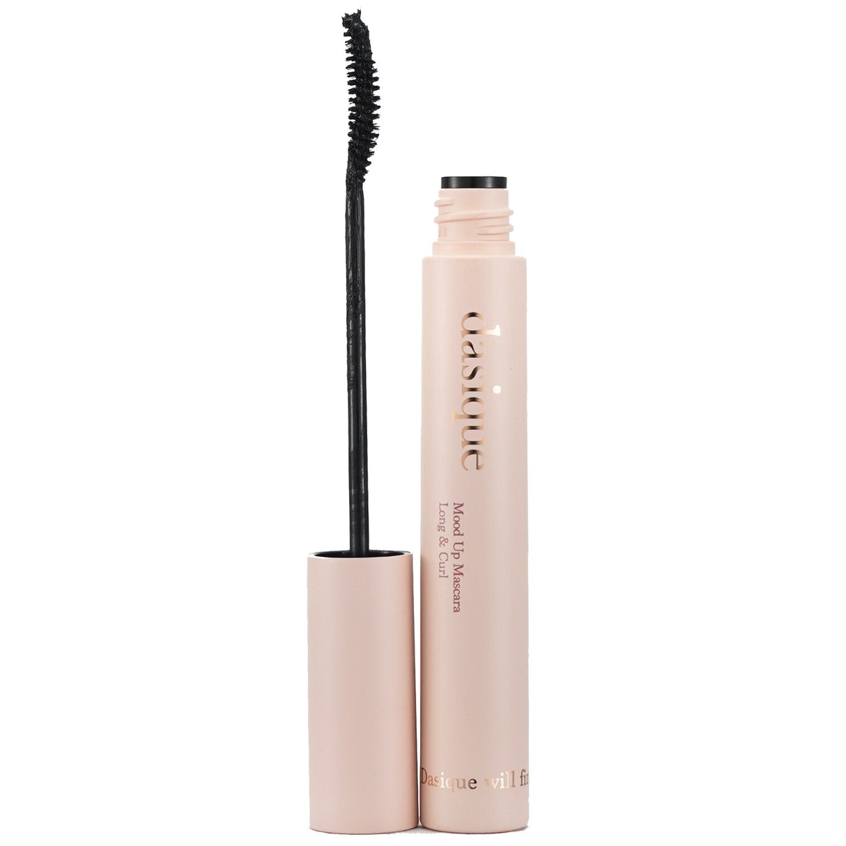 Dasique Mood Up Mascara in #01 Black enhances lashes with length, lift, and curl, featuring a nourishing formula and Smartproof technology.