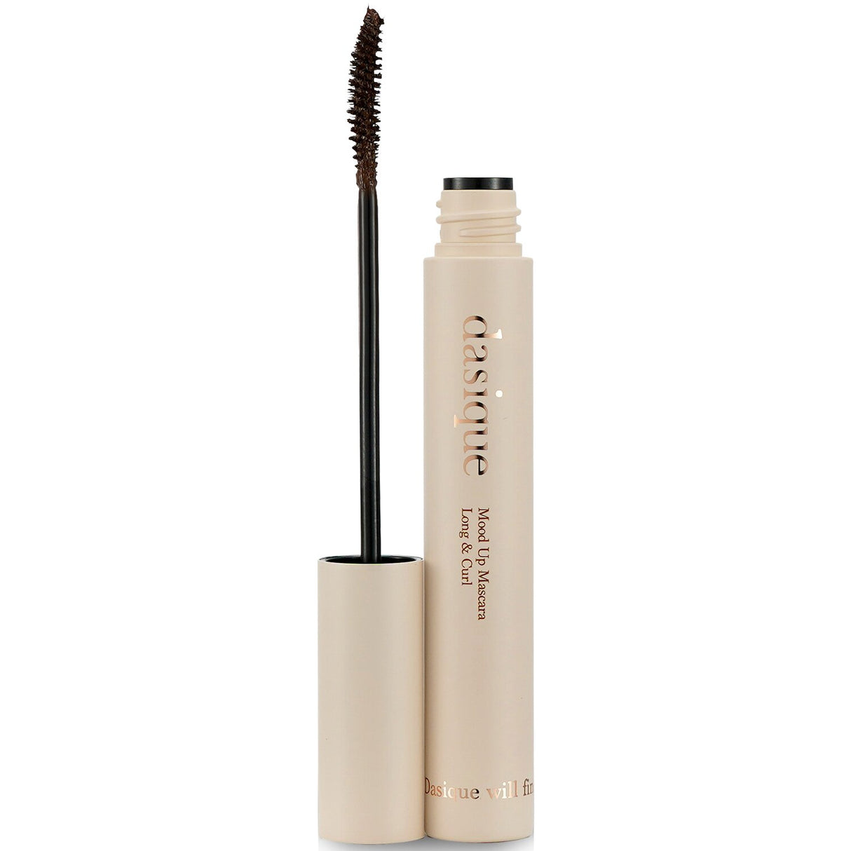 Dasique Mood Up Mascara in #02 Choco Brown, 7.5g, lengthens and curls lashes with nourishing black bean extract.