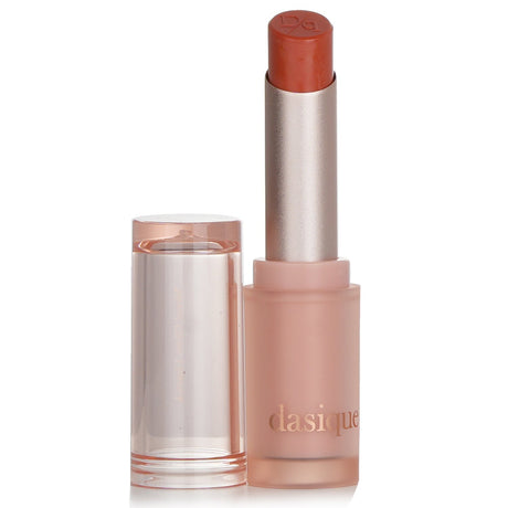 Dasique Mood Glow Lipstick in #02 Nude Pumpkin, a creamy, high-gloss, moisturizing lipstick for vibrant, luminous lips.