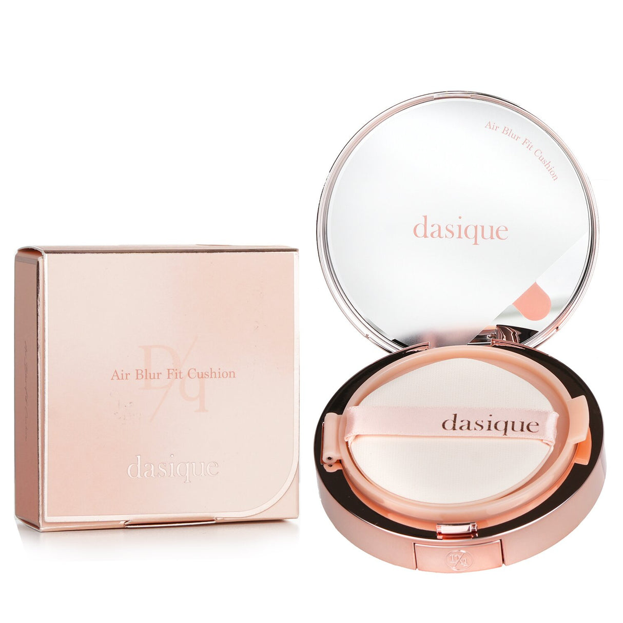 Dasique Air Blur Fit Cushion SPF 50 in #23W Warm Natural, offering lightweight coverage, hydration, and UV protection in a sleek compact.