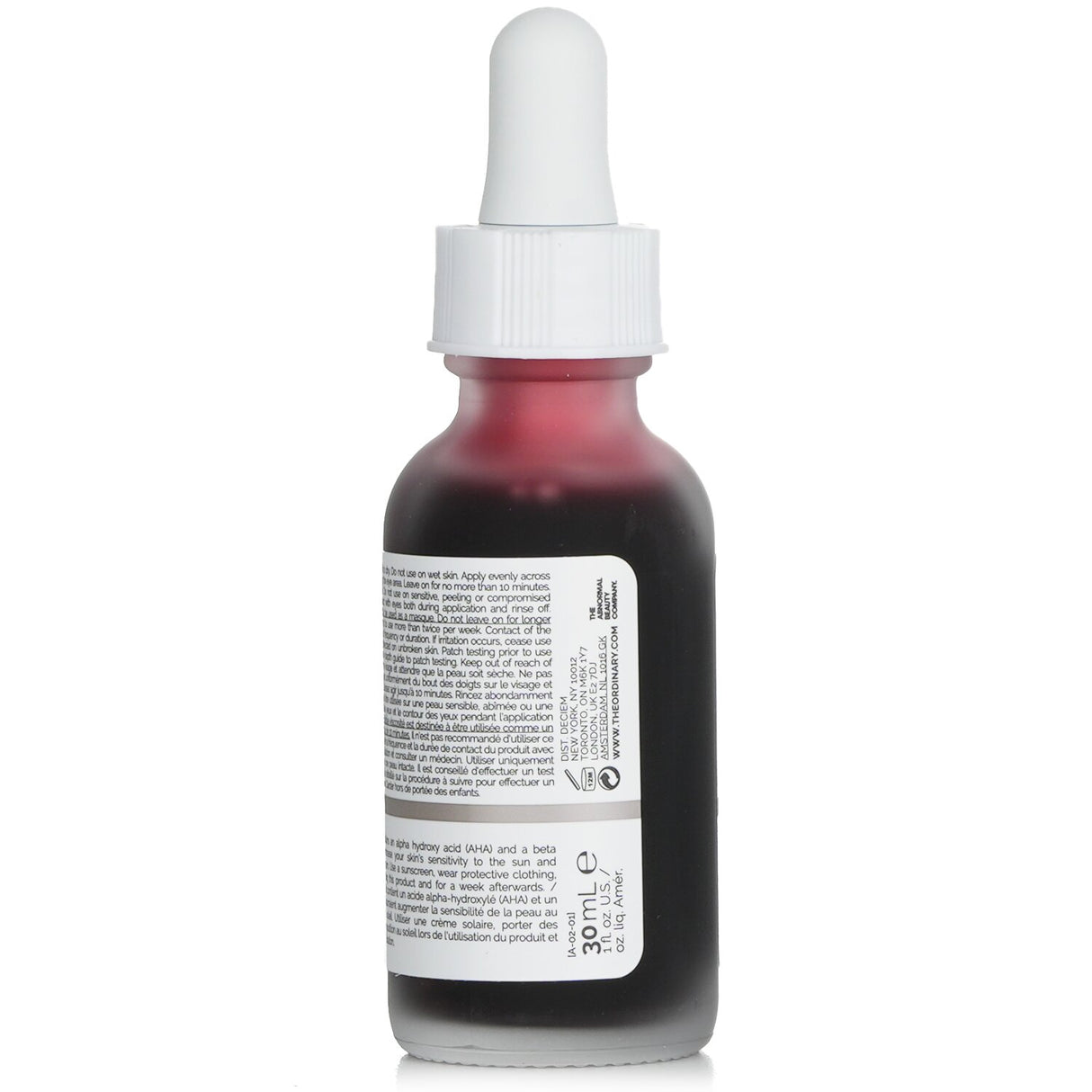 The Ordinary AHA 30% + BHA 2% Peeling Solution for deep exfoliation, brighter skin, and reduced fine lines in a 30ml size.