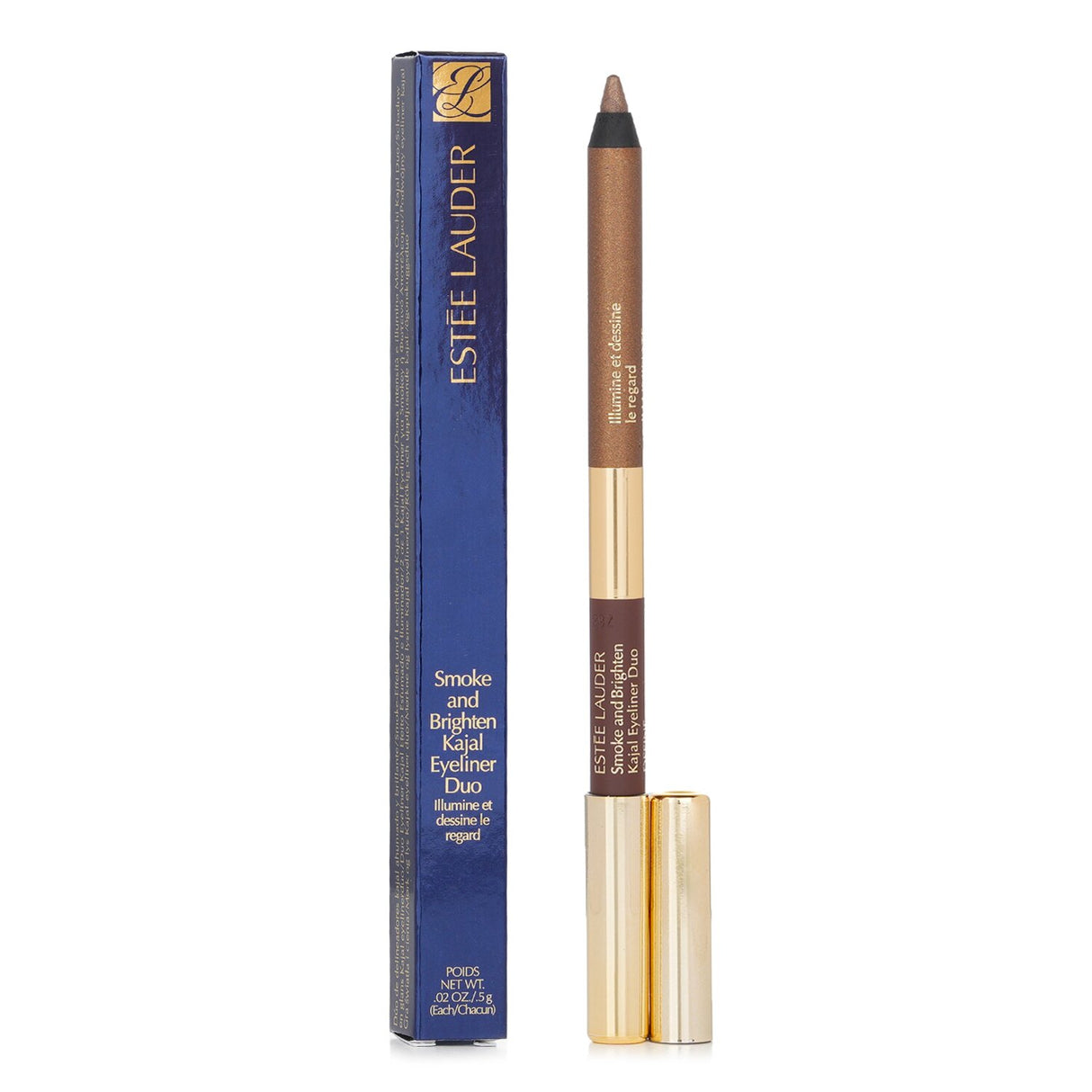 Estee Lauder Kajal Eyeliner Duo featuring Dark Chocolate and Rich Bronze shades for smooth, versatile eye definition.