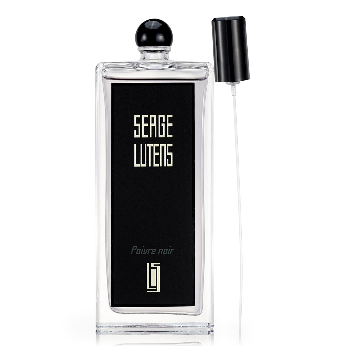 Elegant 100ml bottle of Serge Lutens Poivre Noir Eau De Parfum, featuring a spicy aroma of black pepper, cedar, and nutmeg.