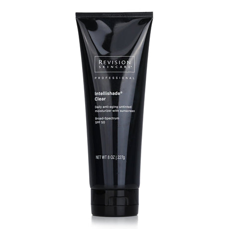 Revision Skincare Intellishade Clear SPF 50, a lightweight moisturizer with broad-spectrum protection and age-defying benefits.