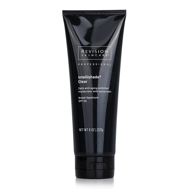 Revision Skincare Intellishade Clear SPF 50, a lightweight moisturizer with broad-spectrum protection and age-defying benefits.