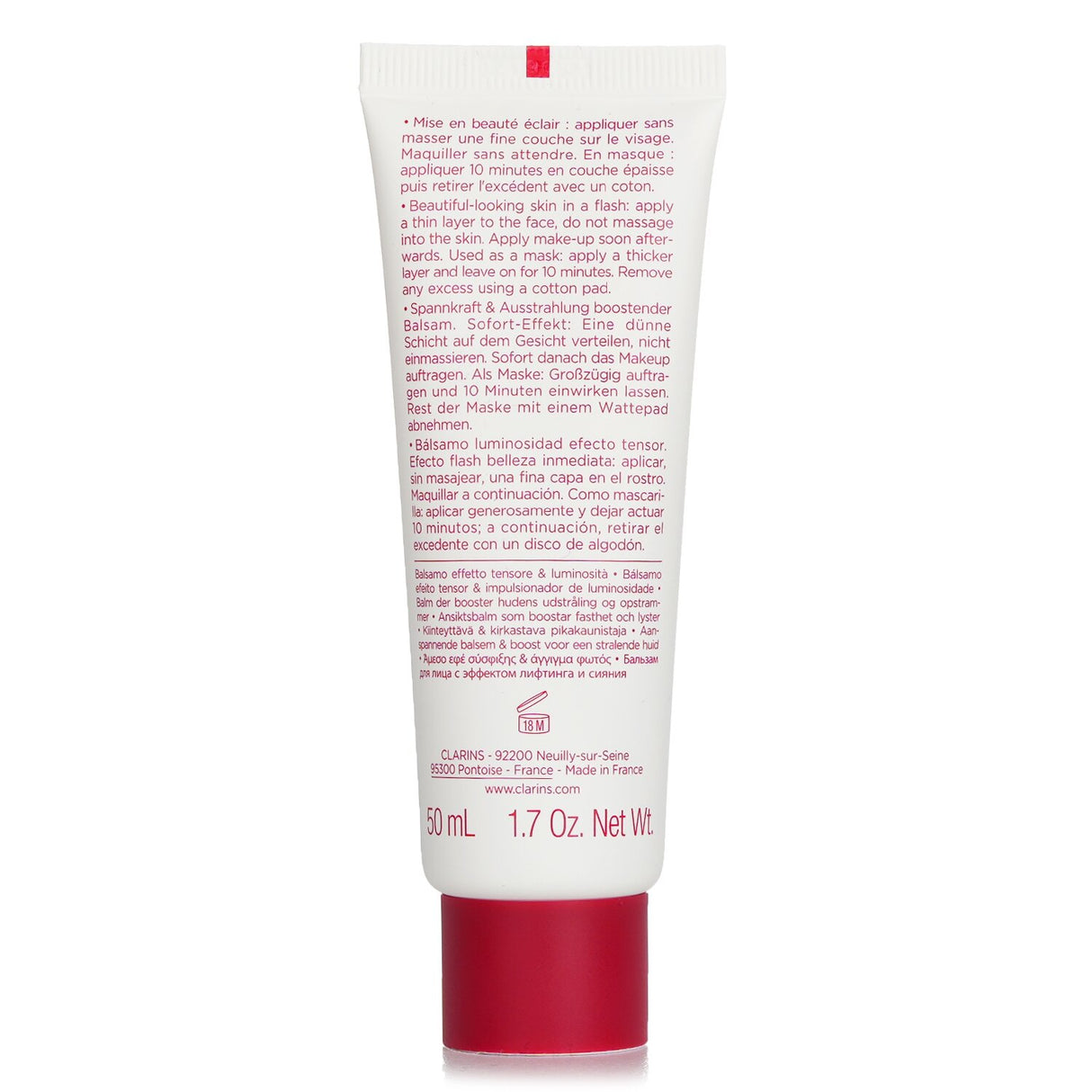 Clarins Beauty Flash Balm in 50ml, a radiance-boosting treatment for tired skin that hydrates, brightens, and tightens.