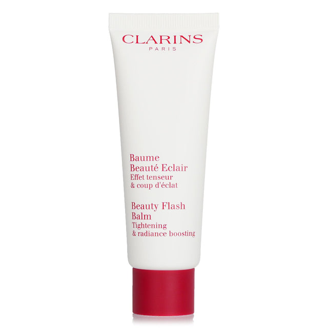 Clarins Beauty Flash Balm in 50ml for radiant, youthful skin, reduces fatigue, fine lines, and serves as a perfect makeup base.