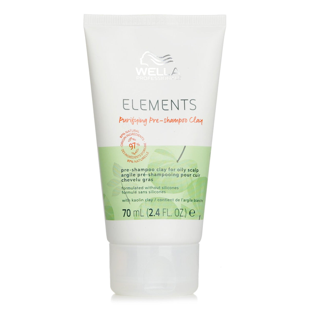 Wella Elements Purifying Pre Shampoo Clay in a 70ml tube, featuring Kaolin clay for scalp purification and volume enhancement.