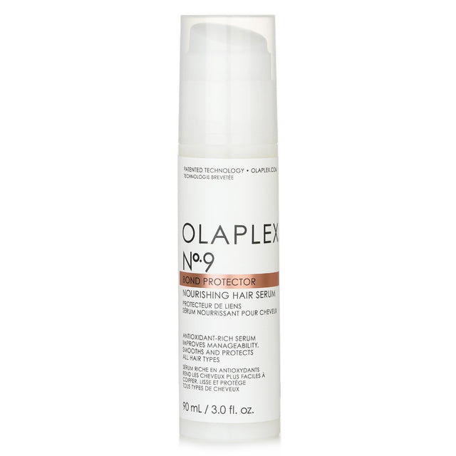 Olaplex No.9 hair serum in 90ml bottle, offering nourishing protection, heat defense, and anti-tangle benefits for all hair types.