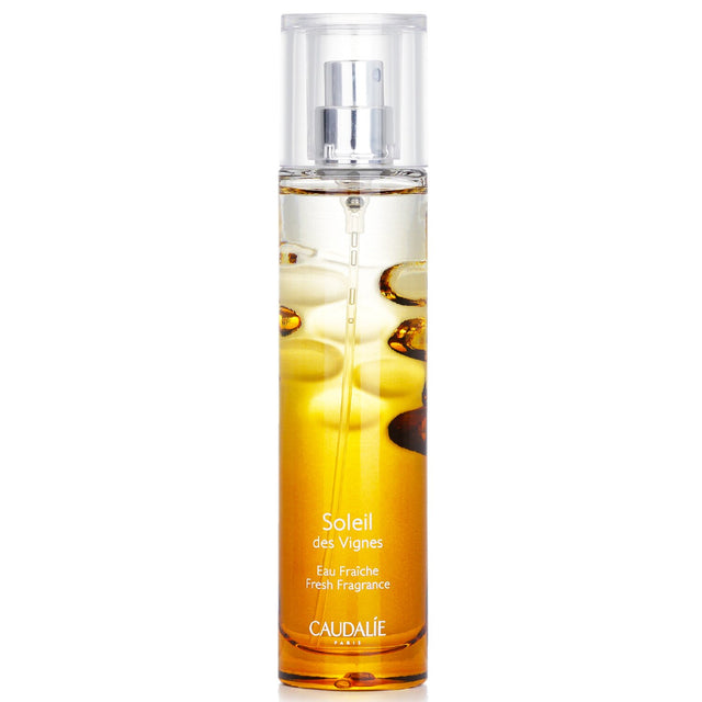 Caudalie Soleil Des Vignes 50ml spray features a fruity floral scent with mandarin, coconut, and vanilla, perfect for summer.