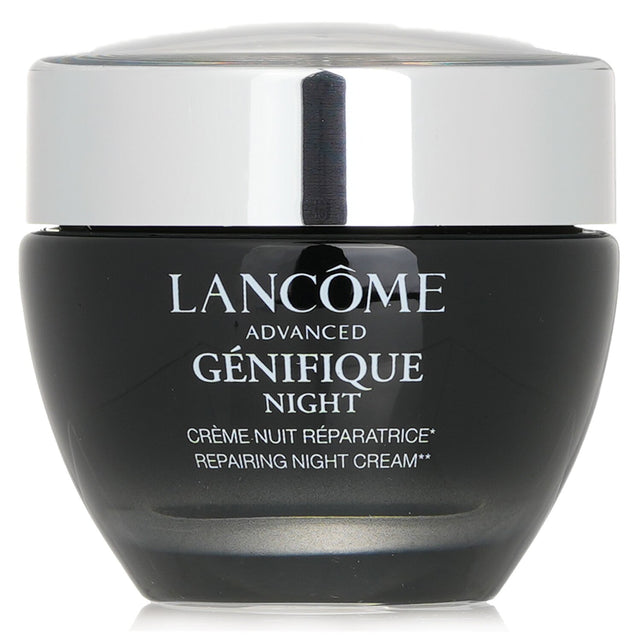 Luxurious Lancome Advanced Genifique Night Cream in a 50ml jar, designed for nourishing, hydrating, and anti-aging effects.