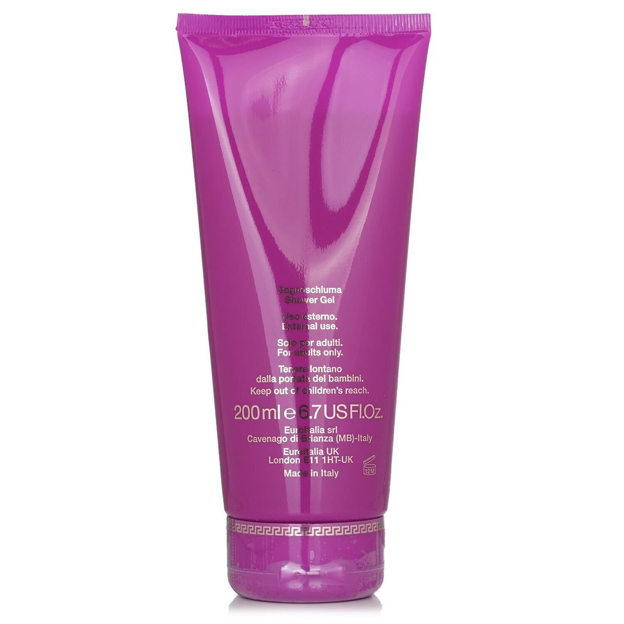 Versace Dylan Purple Bath & Shower Gel, 200ml, features a luxurious floral and woodsy fragrance with a vegan formula.