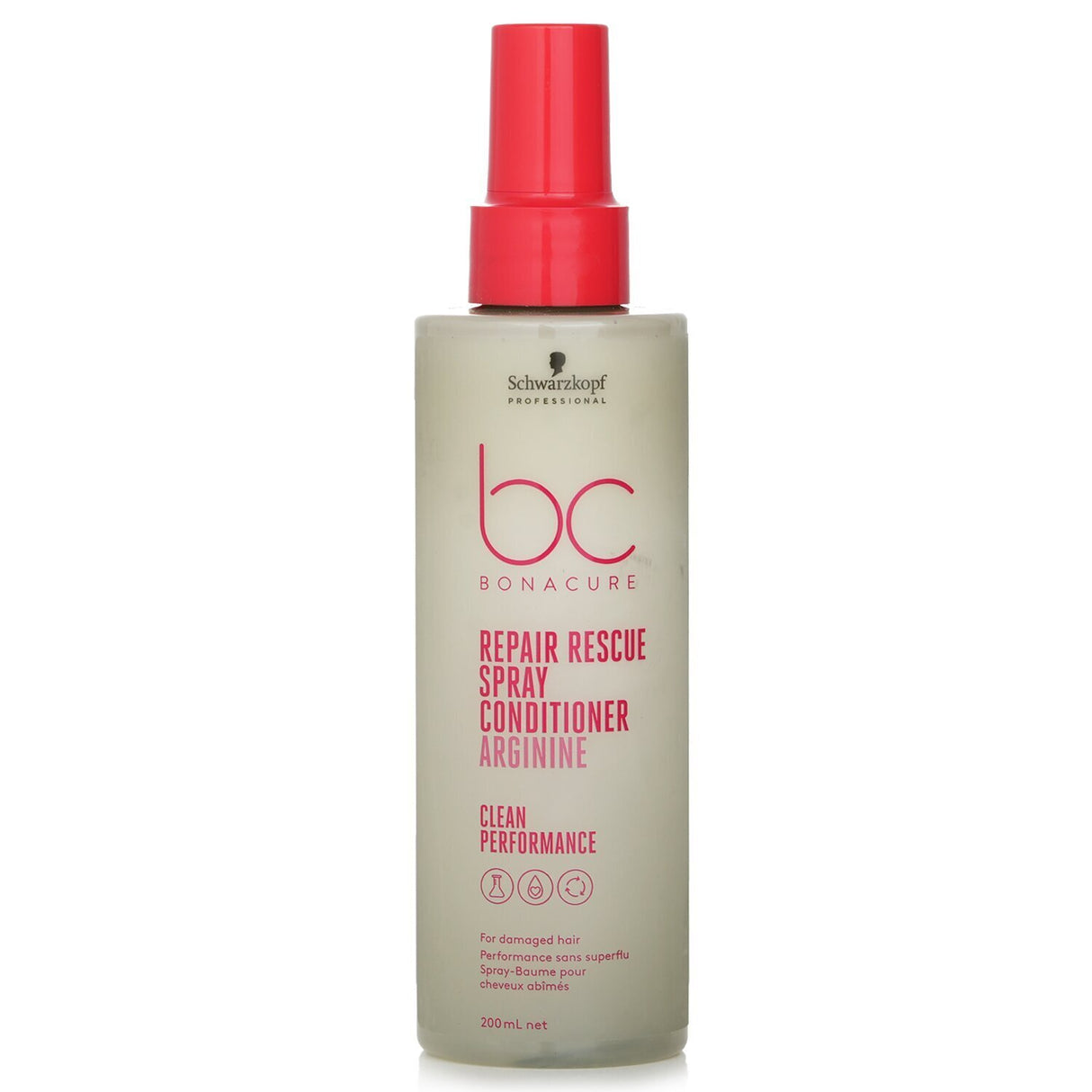 Lightweight spray conditioner by Schwarzkopf, enriched with arginine for repairing and detangling damaged hair effectively.