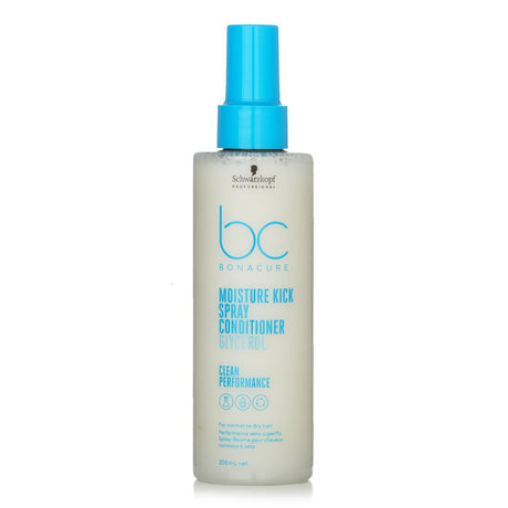 Schwarzkopf BC Moisture Kick Spray Conditioner for normal to dry hair, enriched with Glycerol for hydration and manageability.