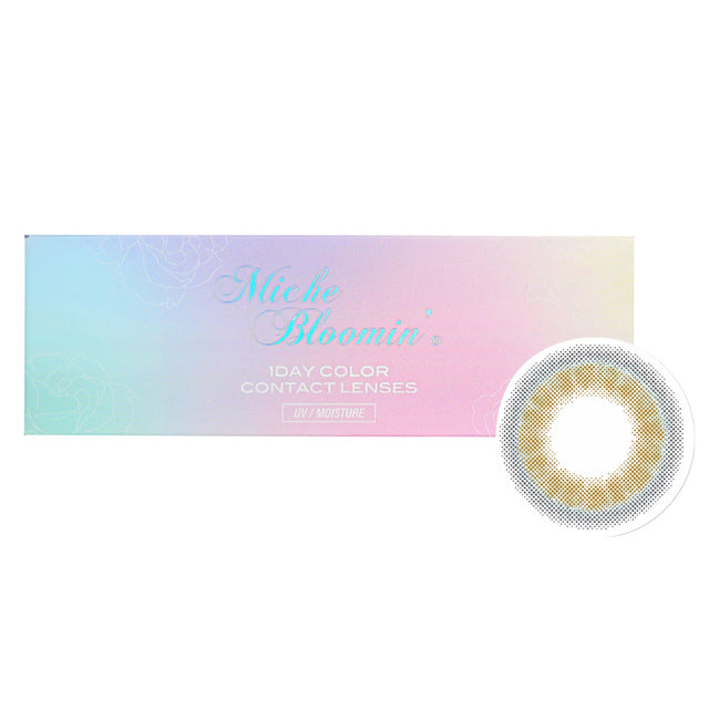 Miche Bloomin' Iris Glow 1 Day Color Contact Lenses in Cosmic Latte with a pearlescent effect for natural beauty and comfort.