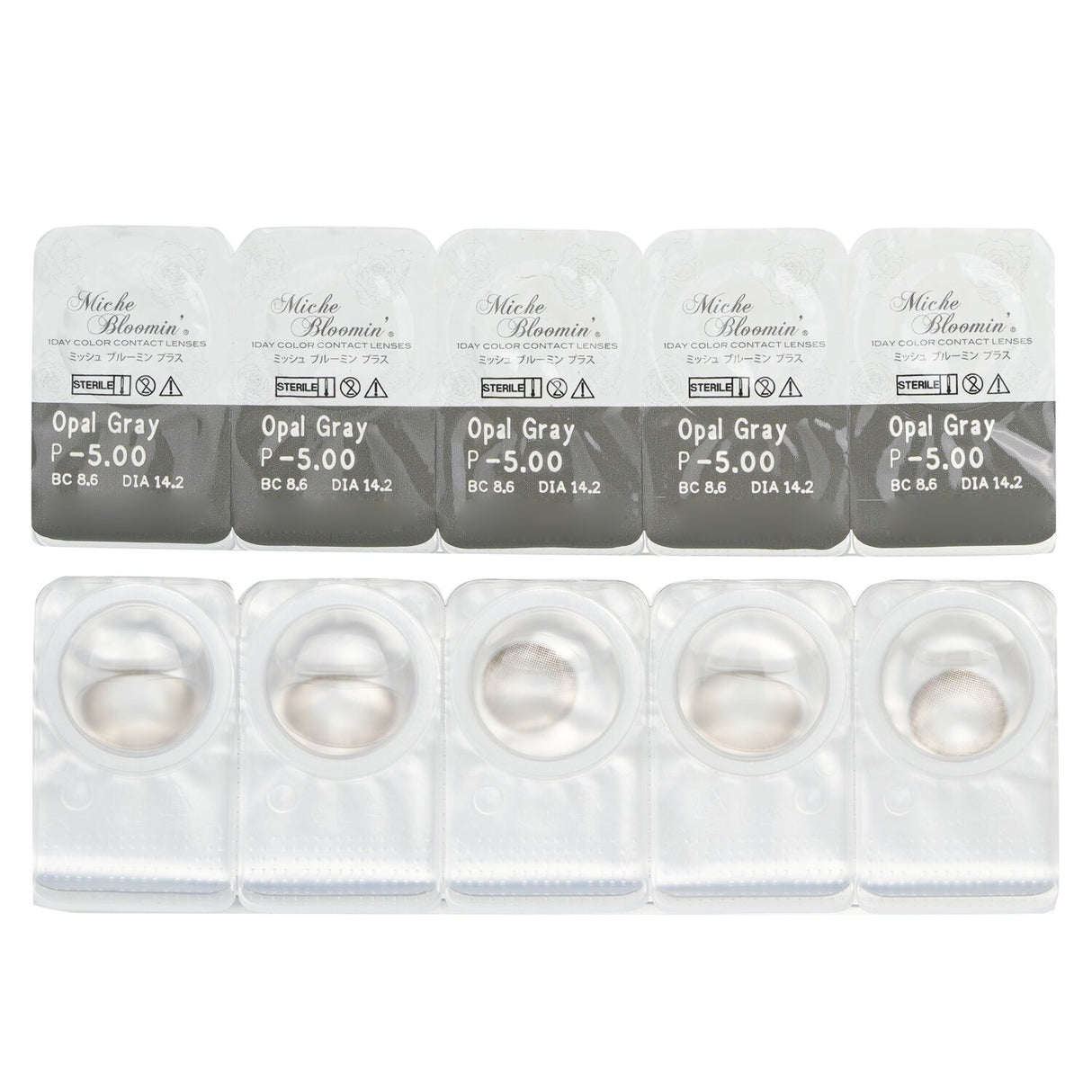 Pearlescent Opal Gray color contact lenses for daily wear, enhancing eye brightness and comfort with UV protection.