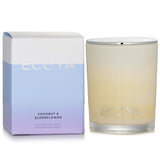 Ecoya Mini Madison Candle in Coconut & Elderflower, 80g, features fruity aromas and a stylish glass jar, burning for 25 hours.