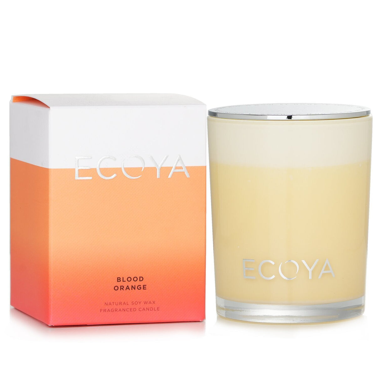 Ecoya Mini Madison Candle in Blood Orange, 80g, featuring vibrant aromas of citrus and spice in a stylish glass jar.