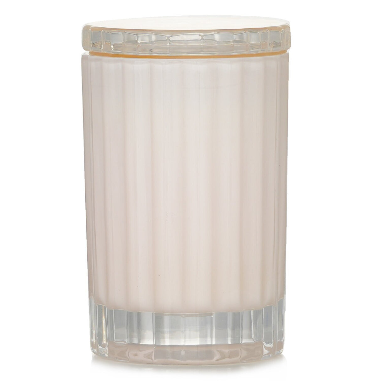 Ecoya Mini Celebration Candle in a cut glass vessel, featuring White Musk & Warm Vanilla scent, burns for 25 hours.