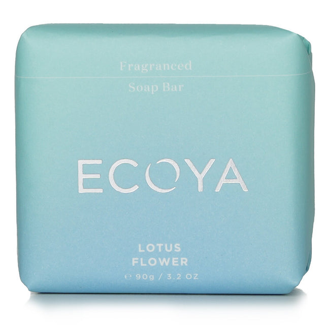 Luxurious Ecoya Lotus Flower Soap bar, enriched with shea butter and almond oil, offering a fragrant and nourishing cleanse.