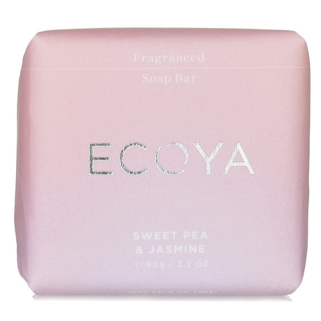 Luxurious Ecoya Soap in Sweet Pea & Jasmine, enriched with shea butter and almond oil, offering a refreshing floral scent.