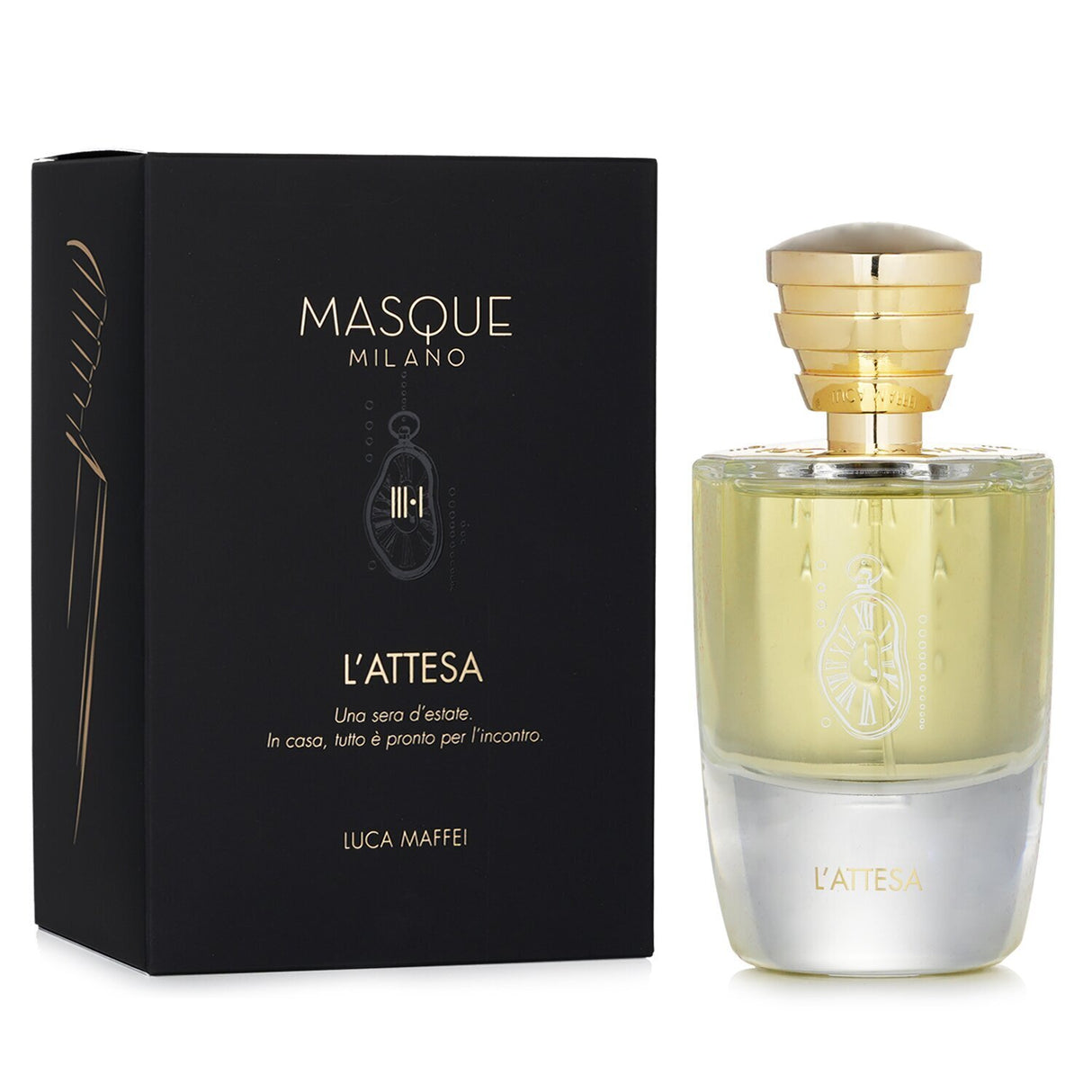 Masque Milano - L'Attesa Eau de Parfum is a unisex floral woody fragrance, capturing anticipation with elegant notes for warmer seasons.