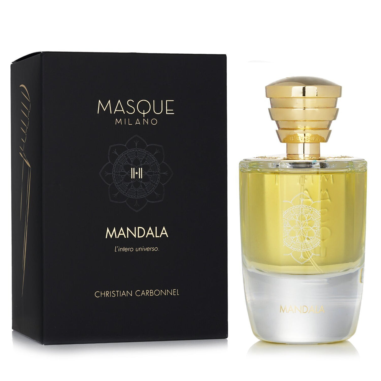 Masque Milano Mandala Eau De Parfum Spray, 100ml, a unisex fragrance with amber woody notes, perfect for all occasions.