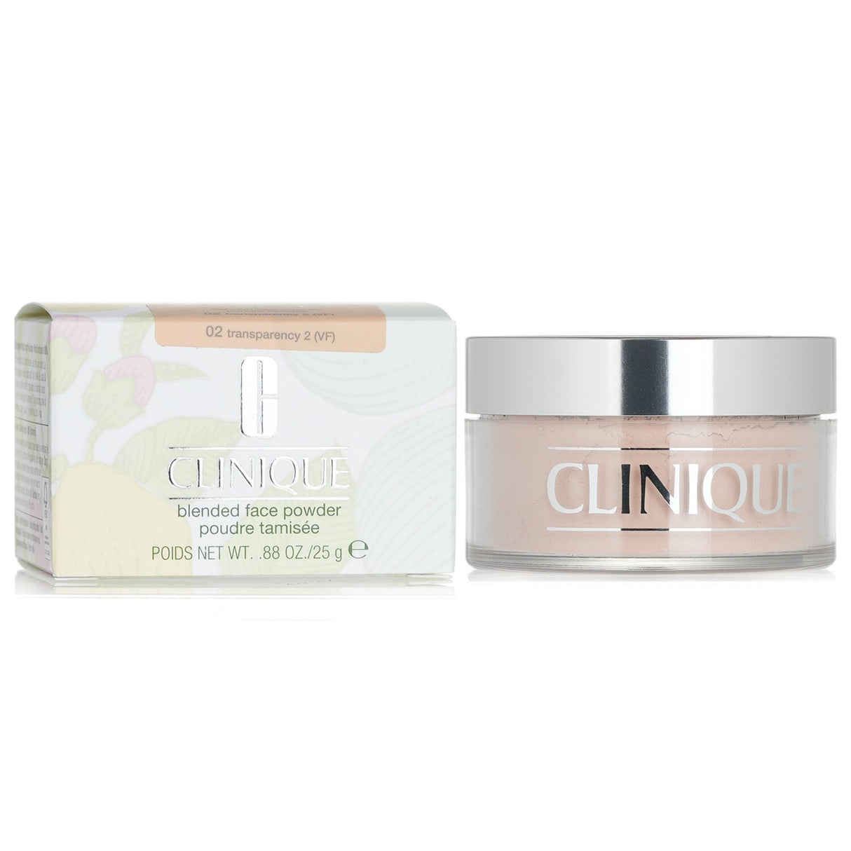 Clinique Blended Face Powder #02, a 25g lightweight setting powder for a flawless, airbrushed finish suitable for all skin types.