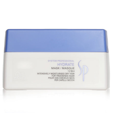 Intensely nourishing Wella SP Hydrate Mask for dry hair, providing lasting moisture and shine in a 200ml pack.