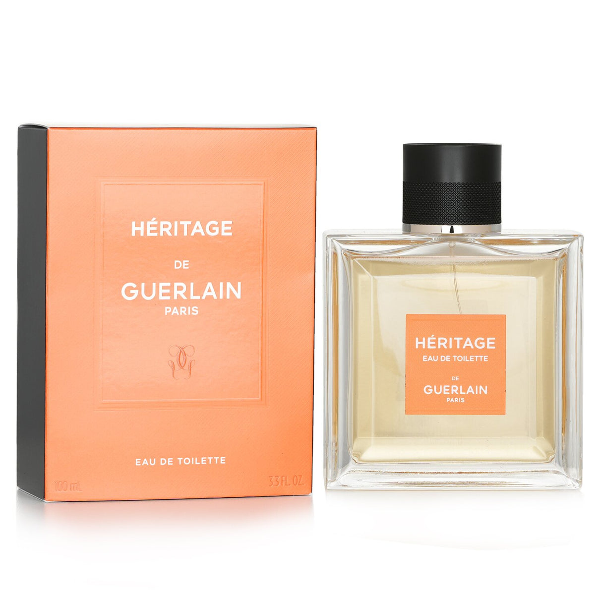 Guerlain Heritage Eau De Toilette Spray 100ml, featuring fresh pepper, cedar, leather, and warm vanilla notes for sophistication.