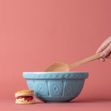 Turquoise 24cm Mason Cash mixing bowl, perfect for baking, with a durable chip-resistant finish and versatile use.