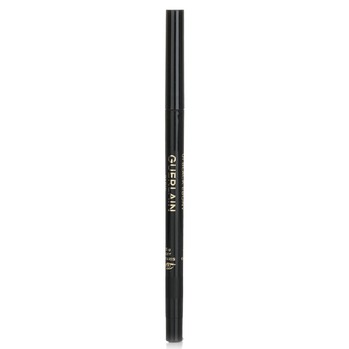 Guerlain Eye Pencil in #01 Black, waterproof and long-lasting for bold, buildable color; includes sharpener and retractable lead.