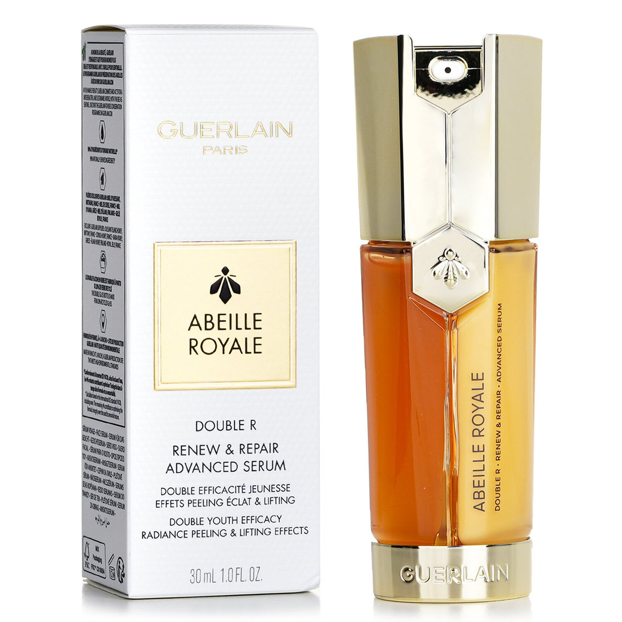 Guerlain Abeille Royale Double R Serum in 30ml, a potent facial serum for anti-aging with honey and royal jelly benefits.