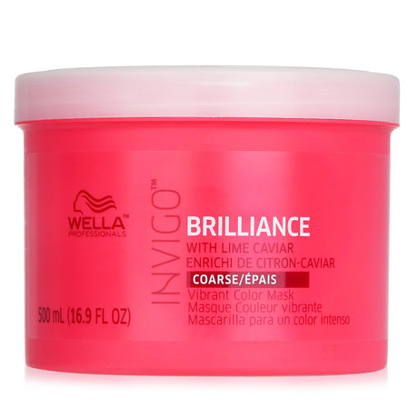 Wella Invigo Brilliance mask for coarse hair, enhancing vibrancy and softness while preventing color fade.