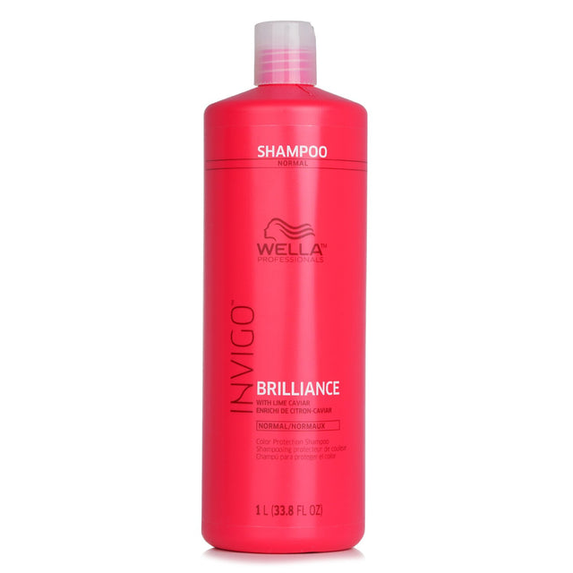 Wella Invigo Brilliance Color Protection Shampoo for normal colored hair, 1000ml, ensures vibrant color and smooth, shiny results.