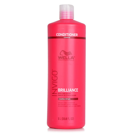 Wella Invigo Brilliance Conditioner for coarse hair in a 1000ml bottle, protects color and enhances manageability.