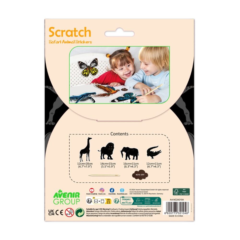 Scratch Safari Animal Stickers Avenir