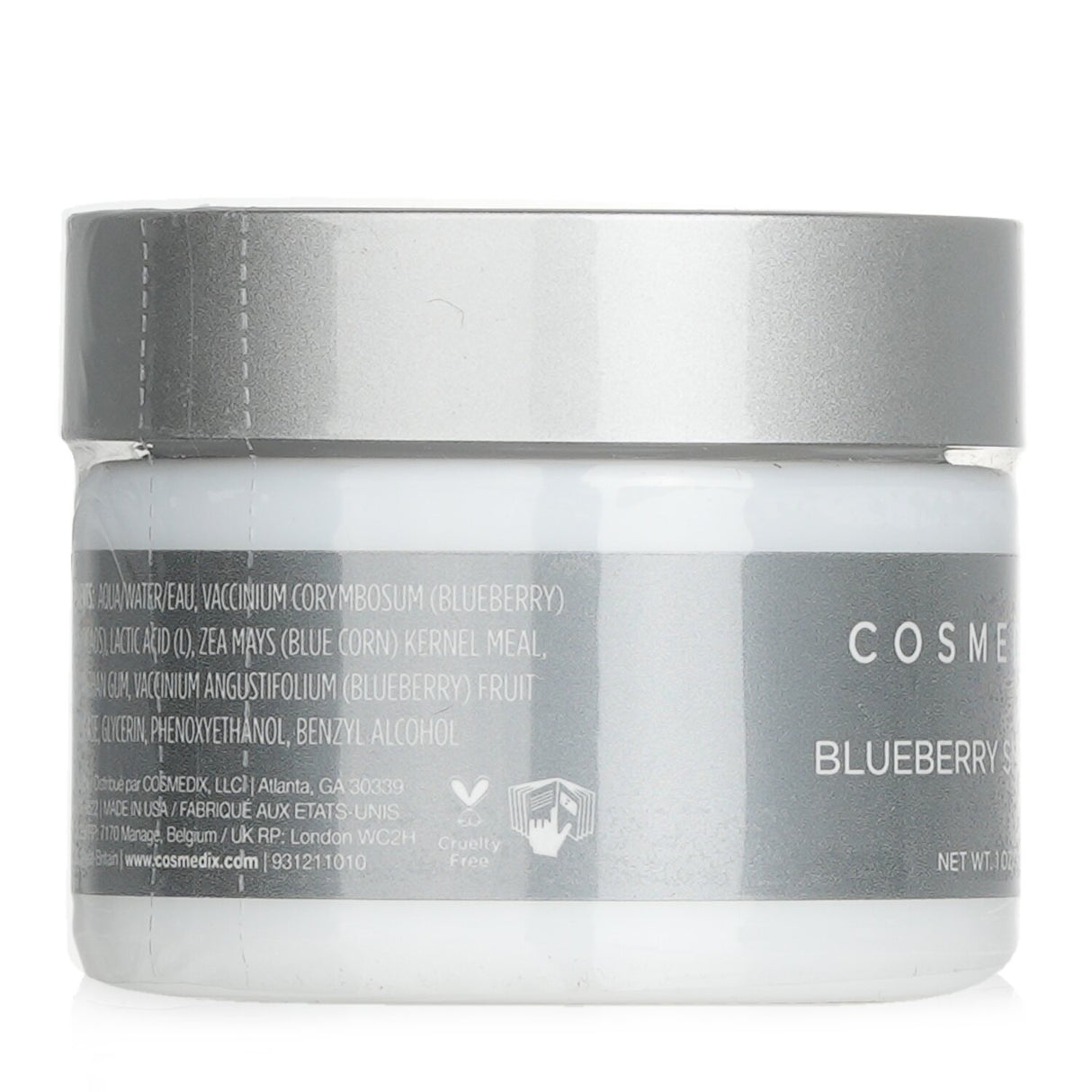 Antioxidant-rich CosMedix Blueberry Smoothie face peel, ideal for gentle exfoliation and radiant skin for professionals.