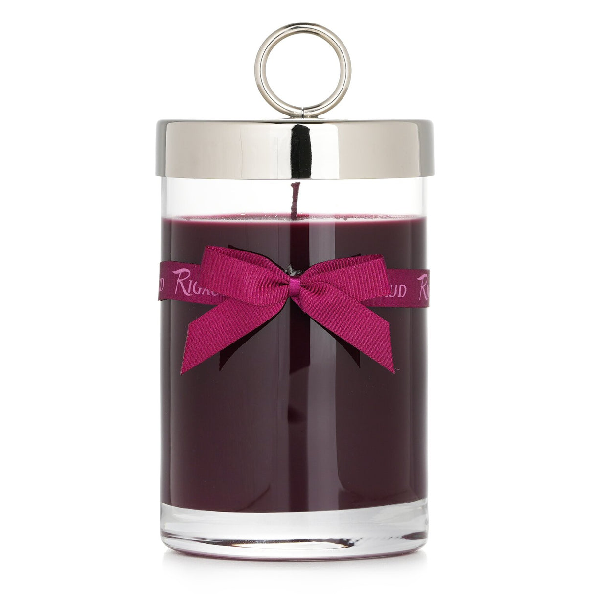 Rigaud Scented Candle in elegant glass, blends patchouli and teak for a luxurious woody aroma; burns for 90 hours.