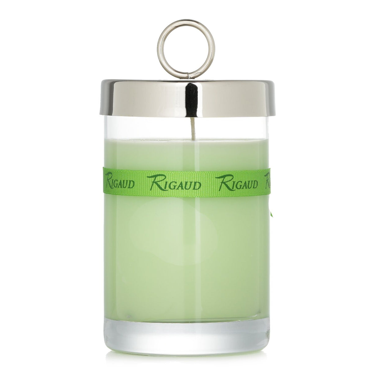Luxury Rigaud scented candle in a glass container, featuring refreshing Jasmin scent with bergamot and orange blossom notes.