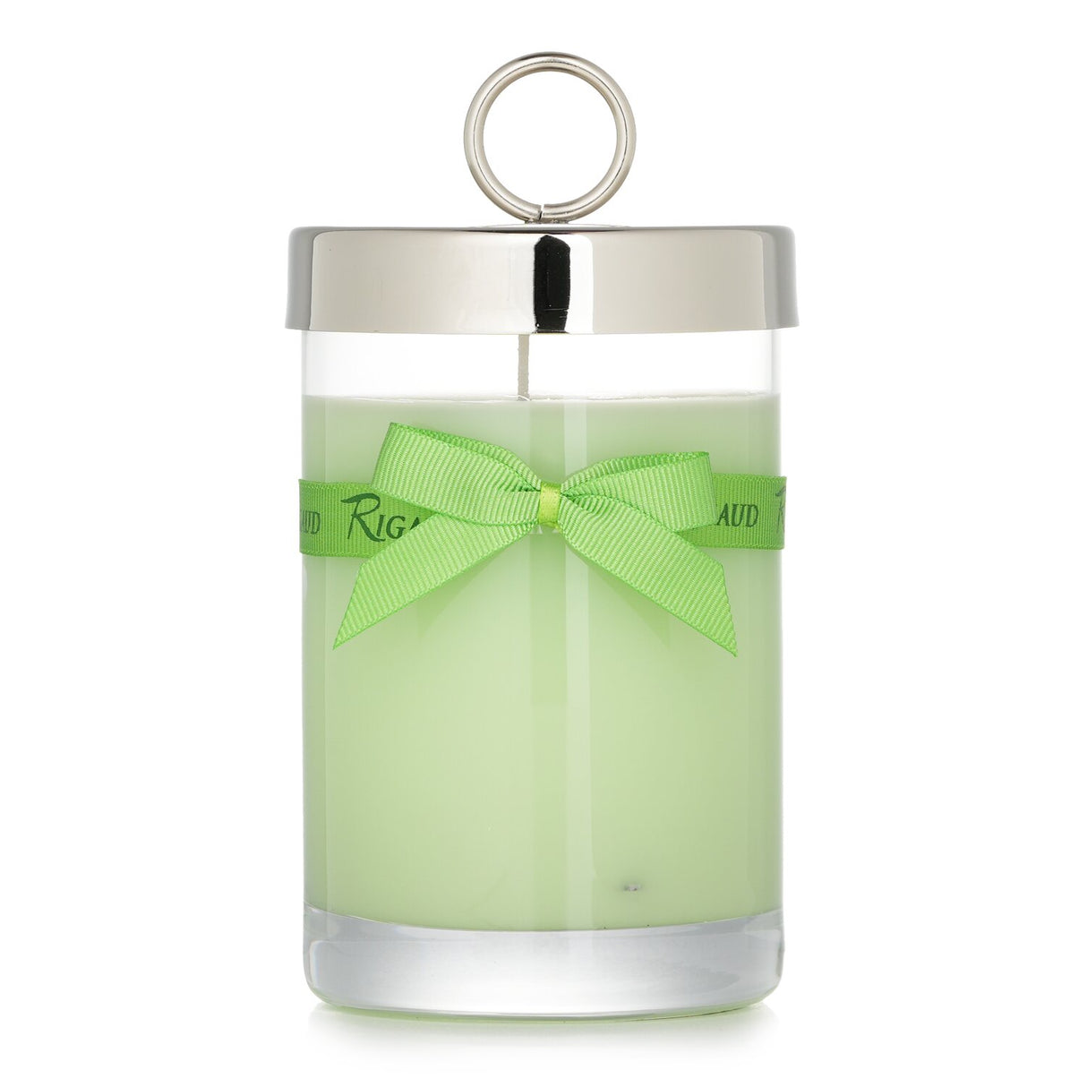 Luxury Rigaud Scented Candle in transparent glass, featuring spring-inspired Jasmin de Printemps fragrance with 90-hour burn time.