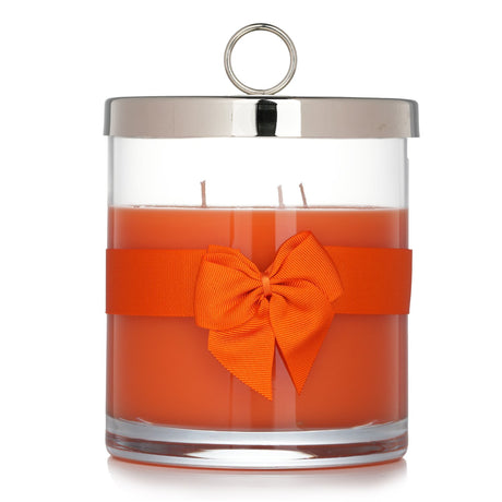 Luxury Rigaud scented candle # Vesuve in a glass jar, featuring warm notes of amber, cedar, and spices, with a long burn time.
