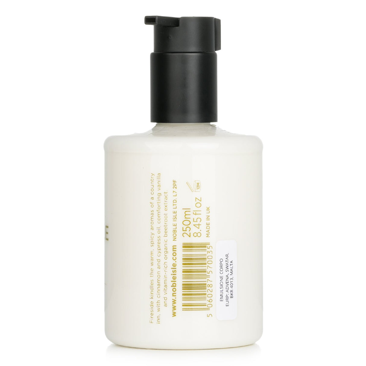 Luxurious Fireside Body Lotion with woody winter scents, light formula absorbs easily, cruelty-free and vegan.