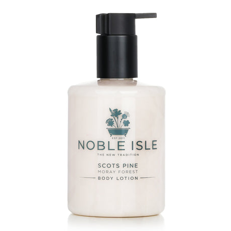 Luxurious Scots Pine Body Lotion in a 250ml bottle, enriched with pine and heather for hydration and exquisite fragrance.