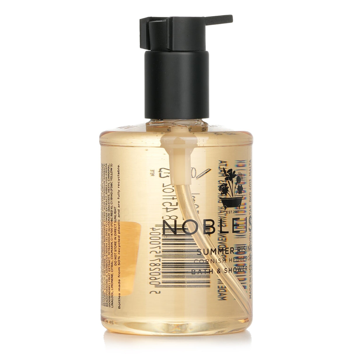 Noble Isle Summer Rising Bath & Shower Gel in a recyclable 250ml bottle, infused with elderflower and gooseberry for a fresh, luxurious cleanse.