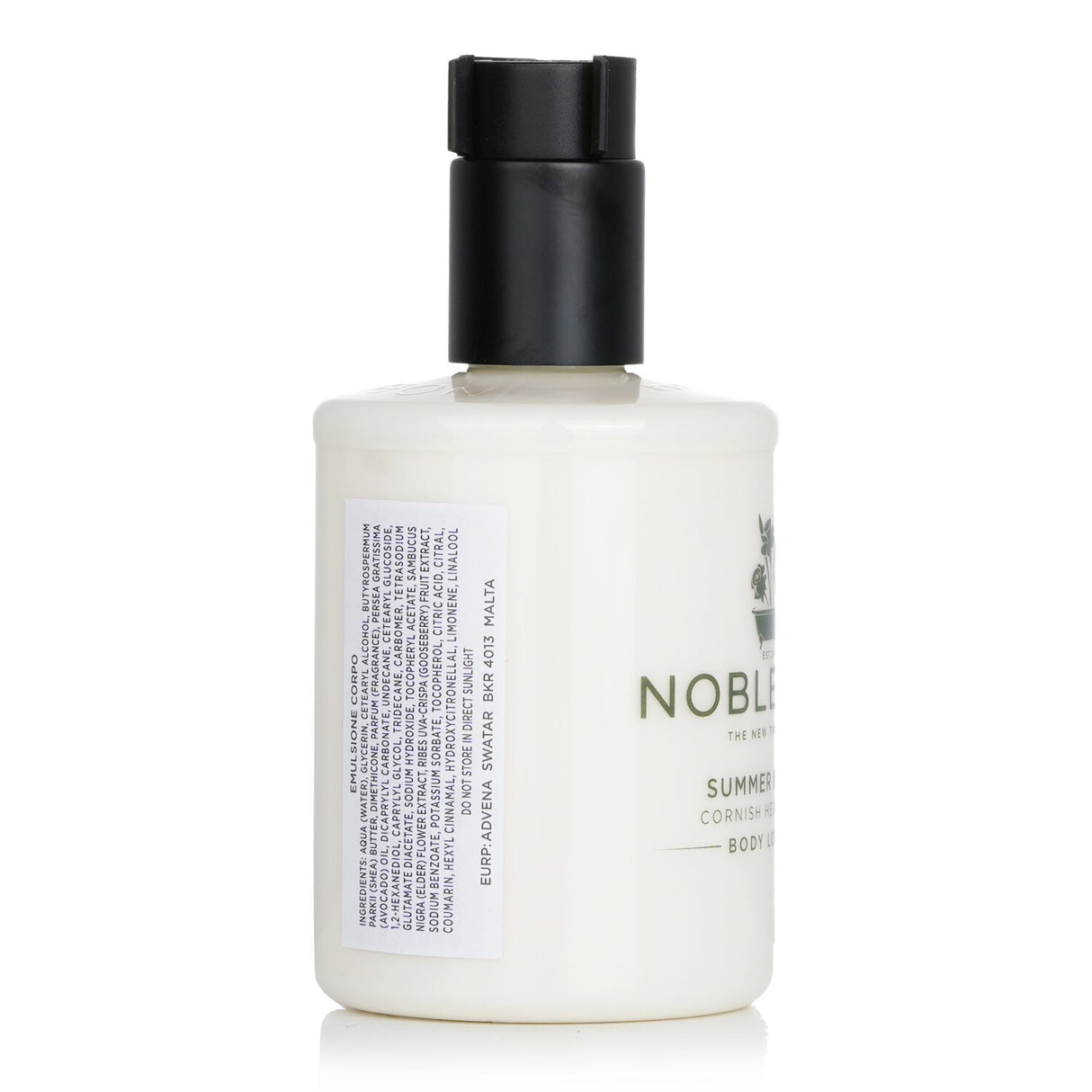 Luxurious 250ml body lotion with elderflower and gooseberry, evoking summer with a fresh, uplifting scent.