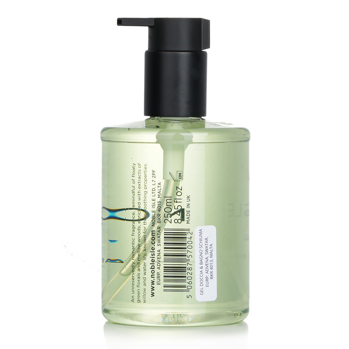 Noble Isle Willow Song Bath & Shower Gel in 250ml bottle, featuring calming floral scents and soothing willow extracts.