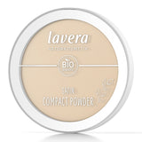 Lavera Satin Compact Powder (02 Medium) for a flawless, radiant complexion with velvety texture and buildable coverage.