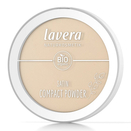 Lavera Satin Compact Powder (02 Medium) for a flawless, radiant complexion with velvety texture and buildable coverage.